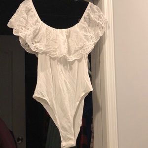 Shein off the shoulder body suit white